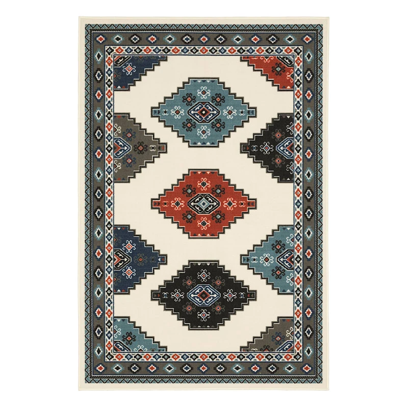 (D543) Canyon Blue & Red Area Rug, 5x7 1 (D543) Canyon Blue & Red Area Rug, 5x7