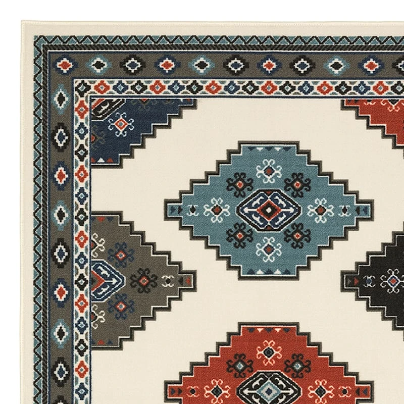 (D543) Canyon Blue & Red Area Rug, 5x7 2 (D543) Canyon Blue & Red Area Rug, 5x7 - Image 2