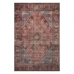 (D553) Found & Fable Vilani Red & Blue Medallion Area Rug, 5x7
