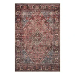 (D553) Found & Fable Vilani Red & Blue Medallion Area Rug, 8x10
