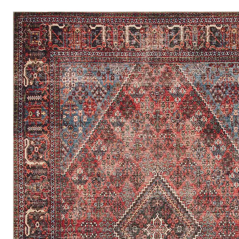 (D553) Found & Fable Vilani Red & Blue Medallion Area Rug, 8x10 2 (D553) Found & Fable Vilani Red & Blue Medallion Area Rug, 8x10 - Image 2