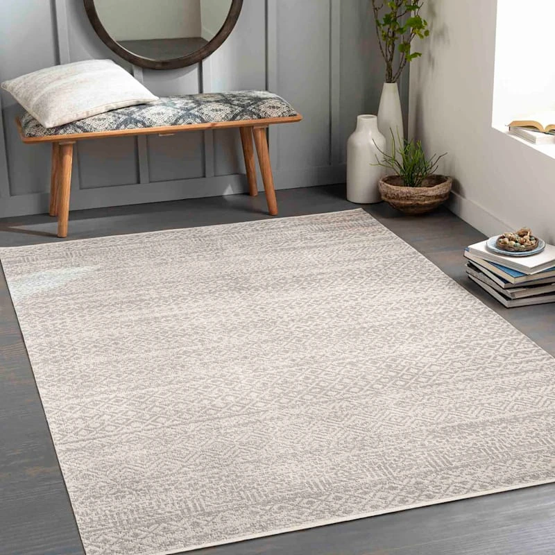 (D556) Lavadora Grey Global Design Washable Area Rug, 8x10 5 (D556) Lavadora Grey Global Design Washable Area Rug, 8x10 - Image 5