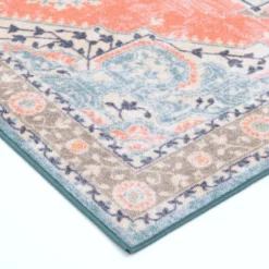 (D561) Venus Pink Multicolor Medallion Area Rug, 5x7 10 (D561) Venus Pink Multicolor Medallion Area Rug, 5x7 -Rugs Sales Store d561 venus pink multicolor medallion area rug 5x7 3