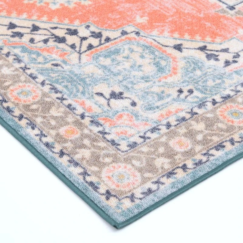 (D561) Venus Pink Multicolor Medallion Area Rug, 5x7 3 (D561) Venus Pink Multicolor Medallion Area Rug, 5x7 - Image 3