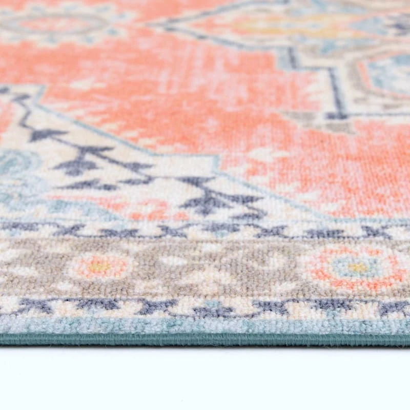 (D561) Venus Pink Multicolor Medallion Area Rug, 5x7 5 (D561) Venus Pink Multicolor Medallion Area Rug, 5x7 - Image 5