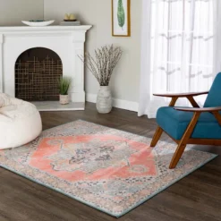 (D561) Venus Pink Multicolor Medallion Area Rug, 5x7 15 (D561) Venus Pink Multicolor Medallion Area Rug, 5x7 -Rugs Sales Store d561 venus pink multicolor medallion area rug 5x7 8