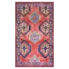 (D565) Freya Red & Blue Medallion Washable Accent Rug, 3x5