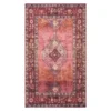 (D566) Freya Red Medallion Washable Accent Rug, 3x5