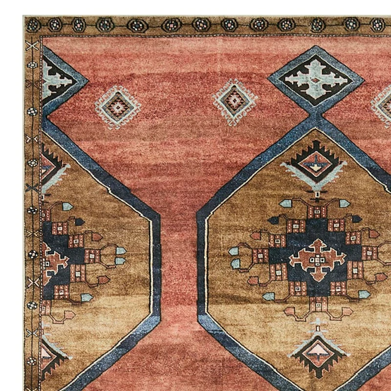 (D568) Freya Pink Medallion Washable Area Rug, 5x7 2 (D568) Freya Pink Medallion Washable Area Rug, 5x7 - Image 2