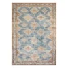 (D569) Freya Blue Multicolor Medallion Washable Area Rug, 5x7