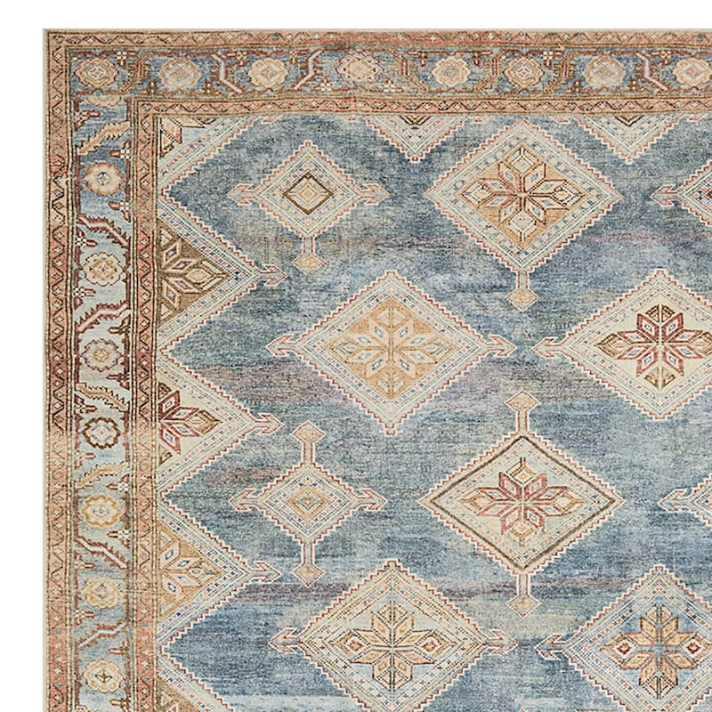 (D569) Freya Blue Multicolor Medallion Washable Area Rug, 5x7 2 (D569) Freya Blue Multicolor Medallion Washable Area Rug, 5x7 - Image 2