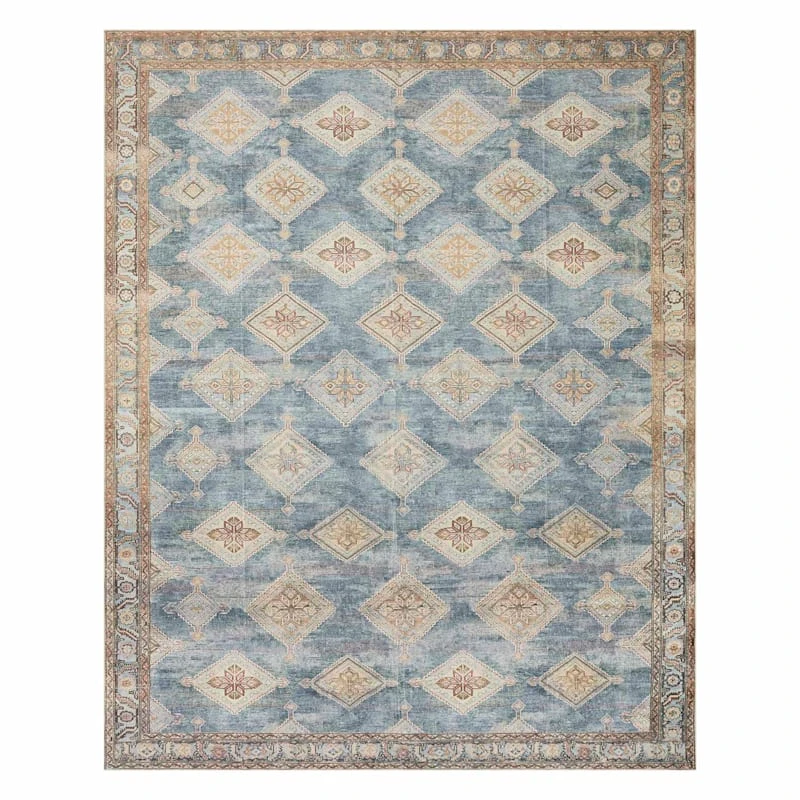 (D569) Freya Blue Multicolor Medallion Washable Area Rug, 8x10 1 (D569) Freya Blue Multicolor Medallion Washable Area Rug, 8x10