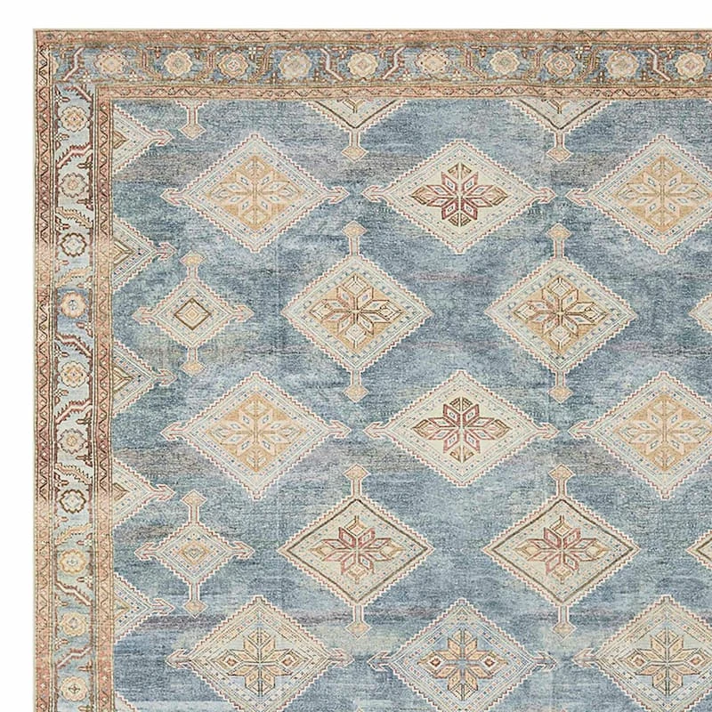 (D569) Freya Blue Multicolor Medallion Washable Area Rug, 8x10 2 (D569) Freya Blue Multicolor Medallion Washable Area Rug, 8x10 - Image 2
