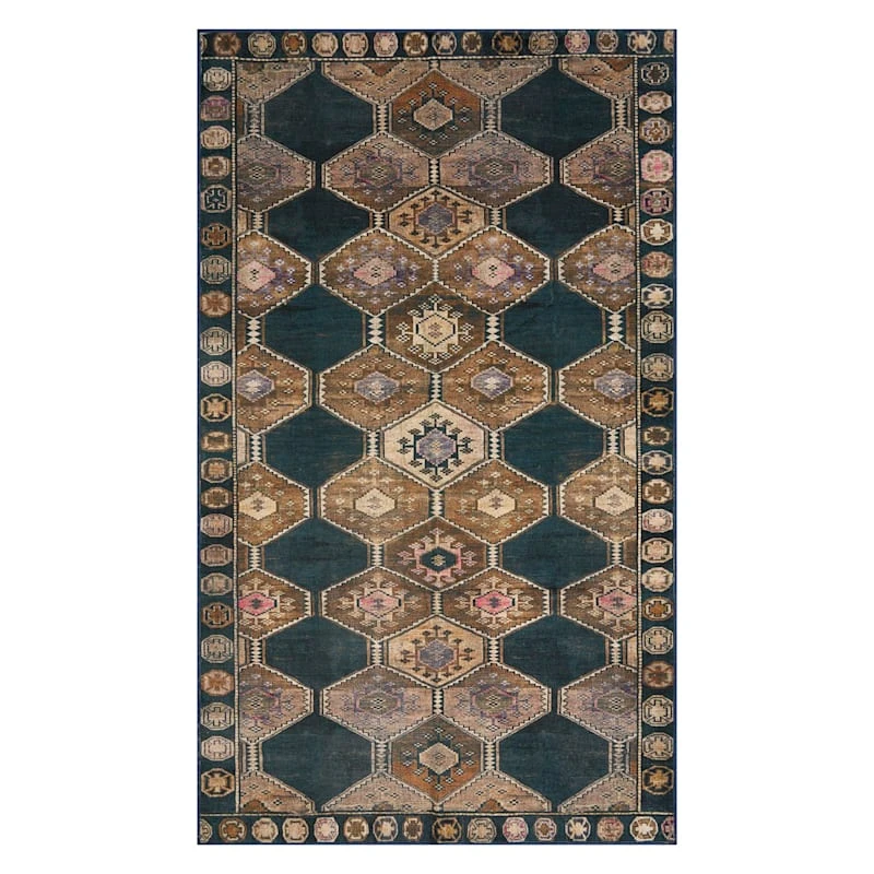 (D571) Freya Black Medallion Washable Accent Rug, 3x5 1 (D571) Freya Black Medallion Washable Accent Rug, 3x5