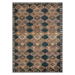 (D571) Freya Black Medallion Washable Area Rug, 5x7