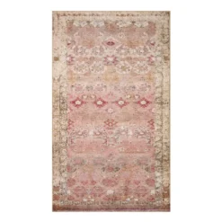 (D572) Freya Pink Floral Washable Accent Rug, 3x5
