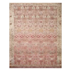 (D572) Freya Pink Floral Washable Area Rug, 8x10
