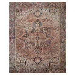 (D574) Freya Red Medallion Washable Area Rug, 8x10