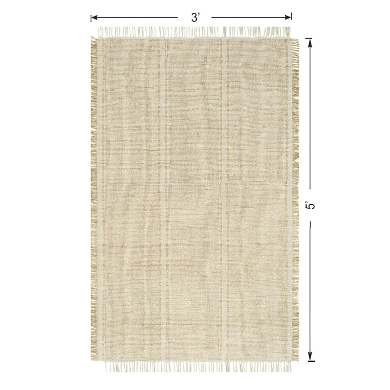 (D583) Honeybloom Mason Natural Fringe Accent Rug, 3x5 6 (D583) Honeybloom Mason Natural Fringe Accent Rug, 3x5 - Image 6