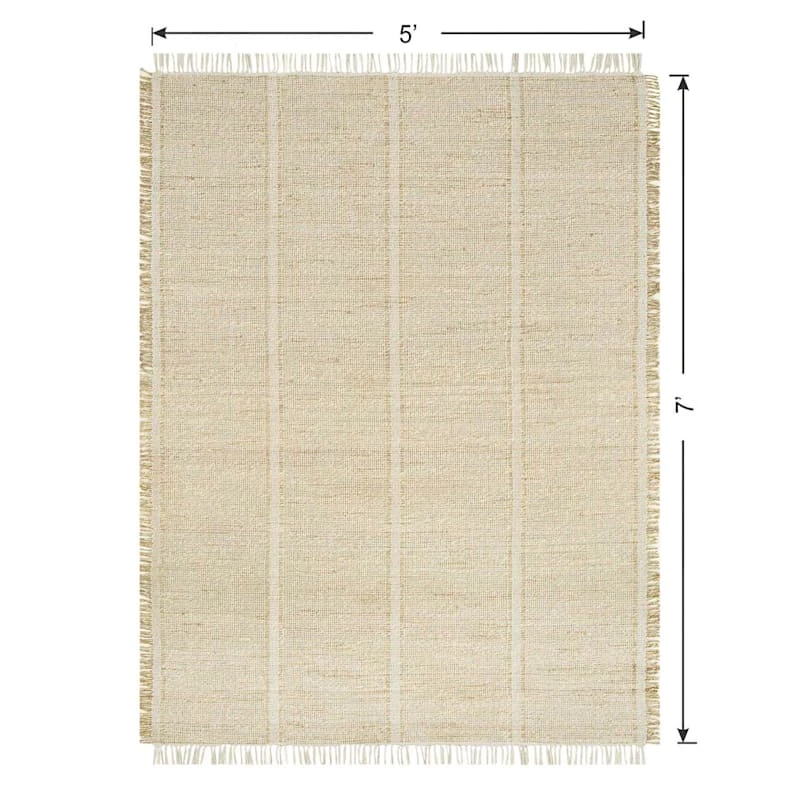(D583) Honeybloom Mason Natural Fringe Area Rug, 5x7 6 (D583) Honeybloom Mason Natural Fringe Area Rug, 5x7 - Image 6