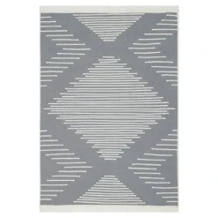 (D586) Arya Grey Diamond Design Washable Area Rug, 5x7