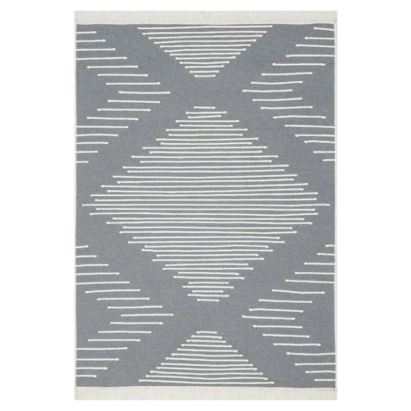 (D586) Arya Grey Diamond Design Washable Area Rug, 5x7 1 (D586) Arya Grey Diamond Design Washable Area Rug, 5x7