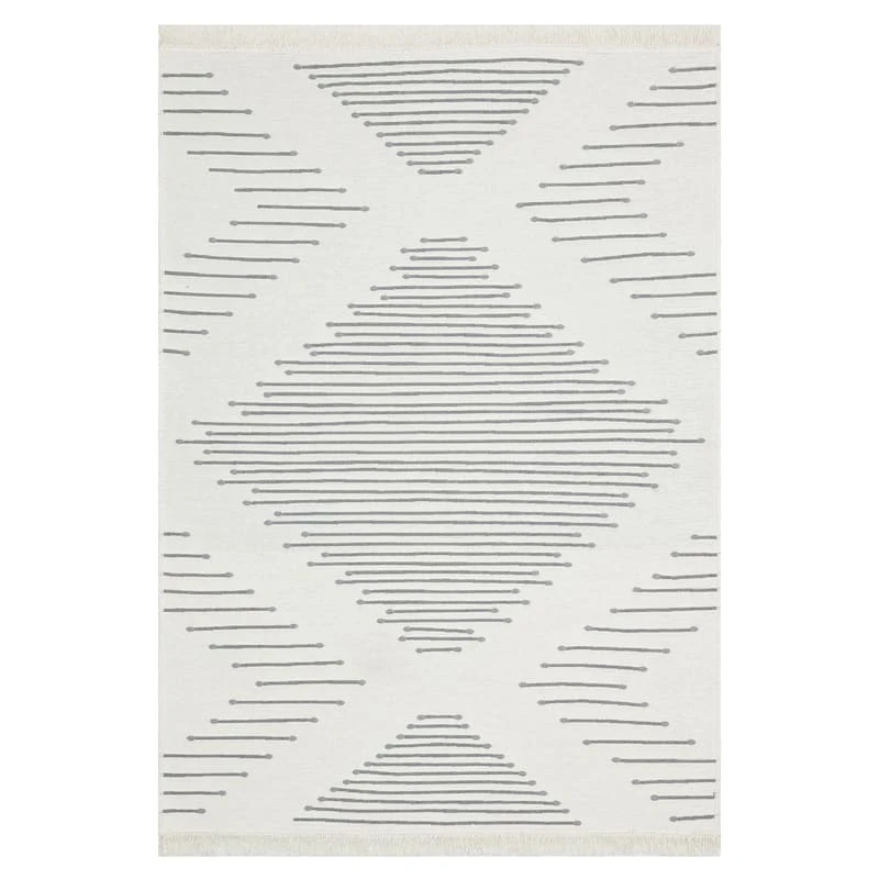 (D586) Arya Grey Diamond Design Washable Area Rug, 5x7 2 (D586) Arya Grey Diamond Design Washable Area Rug, 5x7 - Image 2