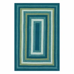 (E133) Kingsburg Blue Braided Indoor & Outdoor Area Rug, 5x7