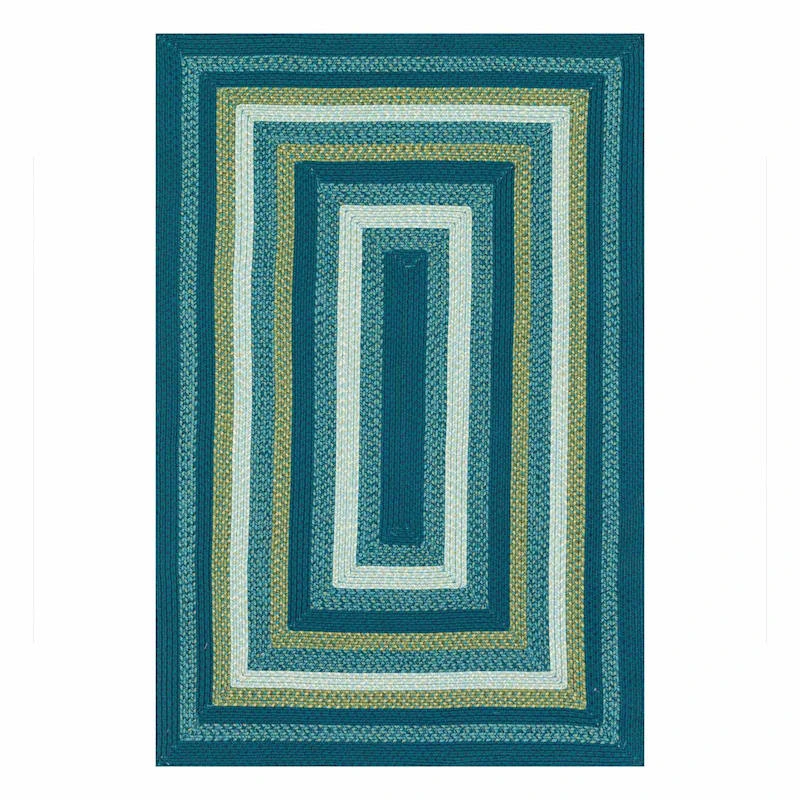 (E133) Kingsburg Blue Braided Indoor & Outdoor Area Rug, 5x7 1 (E133) Kingsburg Blue Braided Indoor & Outdoor Area Rug, 5x7