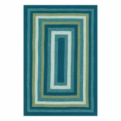 (E133) Kingsburg Blue Braided Indoor & Outdoor Area Rug, 7x10