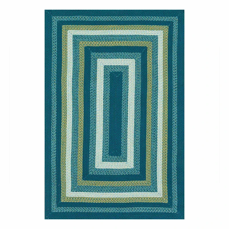 (E133) Kingsburg Blue Braided Indoor & Outdoor Area Rug, 7x10 1 (E133) Kingsburg Blue Braided Indoor & Outdoor Area Rug, 7x10