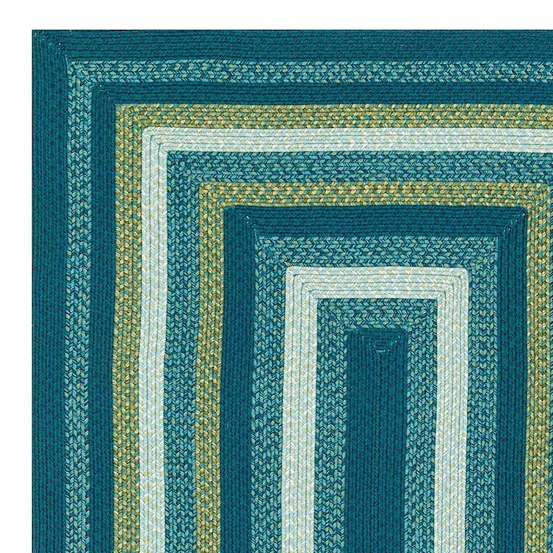 (E133) Kingsburg Blue Braided Indoor & Outdoor Area Rug, 7x10 2 (E133) Kingsburg Blue Braided Indoor & Outdoor Area Rug, 7x10 - Image 2