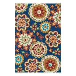 (E138) Santa Monica Multicolored Medallion Indoor & Outdoor Area Rug, 5x7