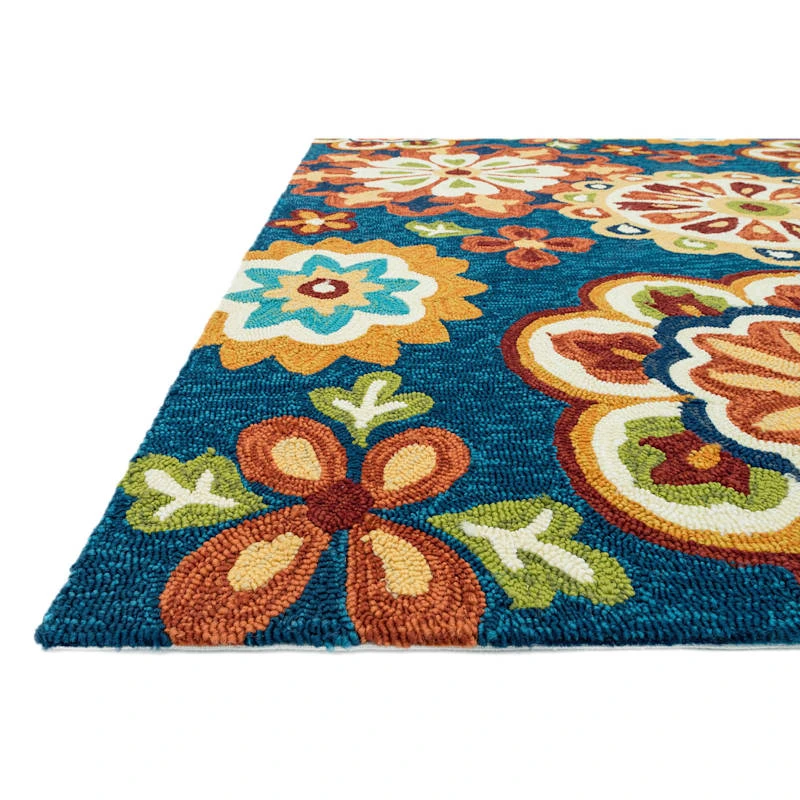 (E138) Santa Monica Multicolored Medallion Indoor & Outdoor Area Rug, 5x7 2 (E138) Santa Monica Multicolored Medallion Indoor & Outdoor Area Rug, 5x7 - Image 2