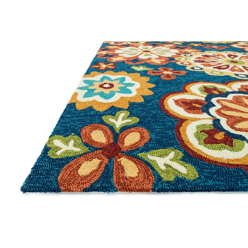 (E138) Santa Monica Multicolored Medallion Indoor & Outdoor Area Rug, 8x10 4 (E138) Santa Monica Multicolored Medallion Indoor & Outdoor Area Rug, 8x10 - Image 4