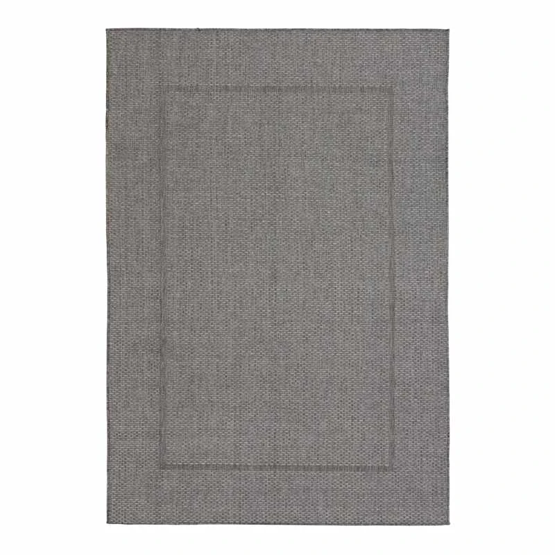 (E195) Crosby St Santorini Grey & Natural Woven Indoor & Outdoor Area Rug, 5x7 1 (E195) Crosby St Santorini Grey & Natural Woven Indoor & Outdoor Area Rug, 5x7