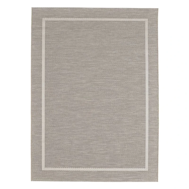 (E198) Honeybloom Prisma Ivory Border Indoor & Outdoor Area Rug, 5x7 1 (E198) Honeybloom Prisma Ivory Border Indoor & Outdoor Area Rug, 5x7