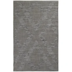 (E219) Grey Diamond Design Indoor & Outdoor Area Rug, 5x7