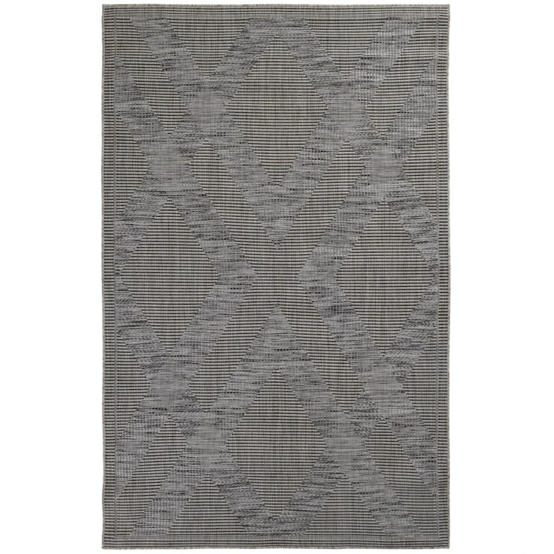 (E219) Grey Diamond Design Indoor & Outdoor Area Rug, 5x7 1 (E219) Grey Diamond Design Indoor & Outdoor Area Rug, 5x7