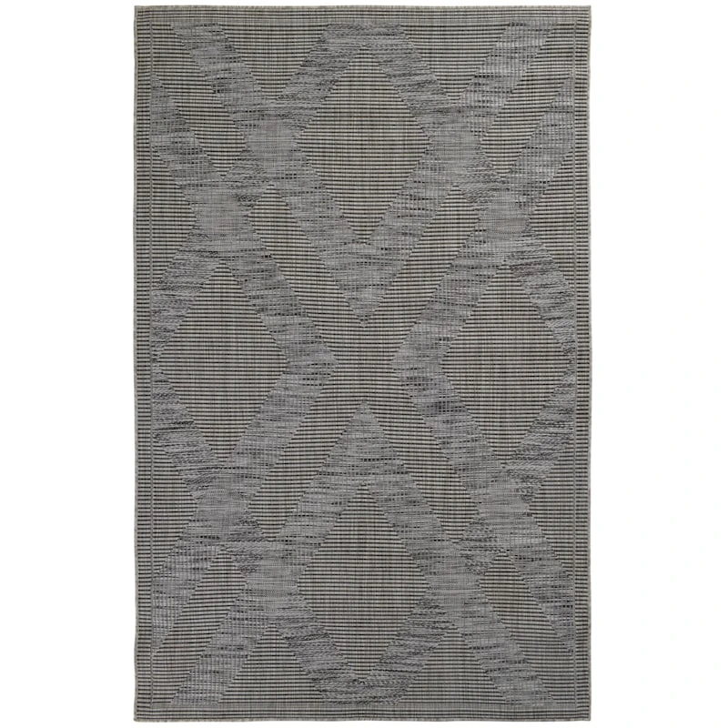 (E219) Grey Diamond Design Indoor & Outdoor Area Rug, 7x10 1 (E219) Grey Diamond Design Indoor & Outdoor Area Rug, 7x10