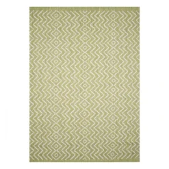 (E253) Oasis Green Geo Indoor & Outdoor Area Rug, 5x7