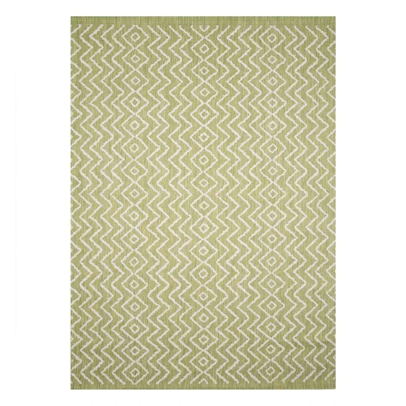 (E253) Oasis Green Geo Indoor & Outdoor Area Rug, 5x7 1 (E253) Oasis Green Geo Indoor & Outdoor Area Rug, 5x7