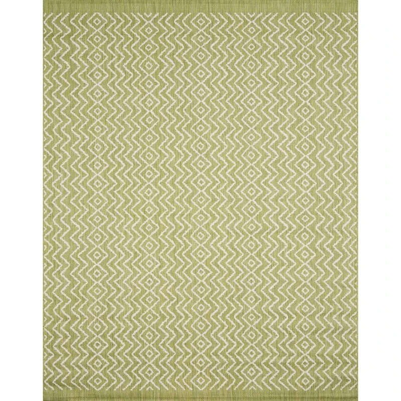 (E253) Oasis Green Geo Indoor & Outdoor Area Rug, 8x10 1 (E253) Oasis Green Geo Indoor & Outdoor Area Rug, 8x10