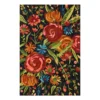 (E255) Santa Monica Black Floral Indoor & Outdoor Area Rug, 8x10