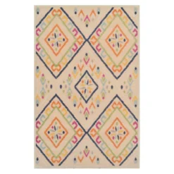 (E287) Yellow & Ivory Diamond Design Indoor & Outdoor Area Rug, 7x10