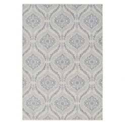 (E304) Blue & Ivory Quatrefoil Sisal Indoor & Outdoor Area Rug, 5x7