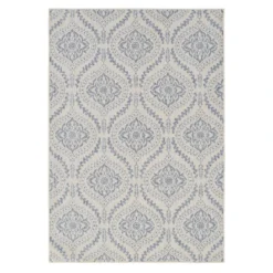 (E304) Blue & Ivory Quatrefoil Sisal Indoor & Outdoor Area Rug, 8x10