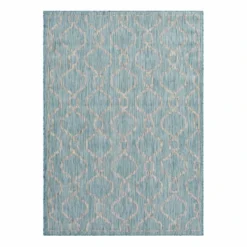 (E306) Aqua Geo Wave Indoor & Outdoor Area Rug, 8x10