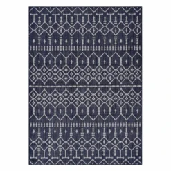 (E307) Navy Collector Design Sisal Indoor & Outdoor Area Rug, 5x7