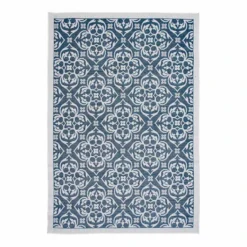 (E308) New Zealand Cobalt Blue Woven Indoor & Outdoor Area Rug, 5x7